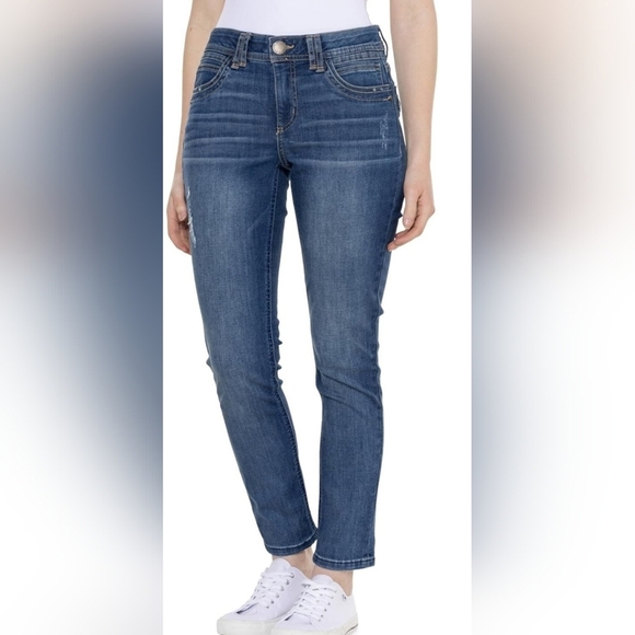 Democracy Destructed Ankle Jeans - Mid Rise, Destructed Blue, 10 New With Tags - Picture 3 of 9